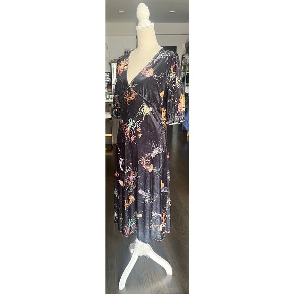 NWT ModCloth Can't Go Unnoticed Velvet Midi Puff Starfish Whimsigoth Dress L $90 - Picture 4 of 14